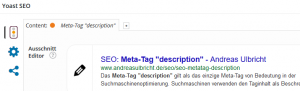 Meta-Tag "description" editieren mit Yoast SEO Plugin