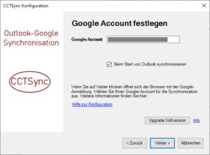 Google Account eingeben