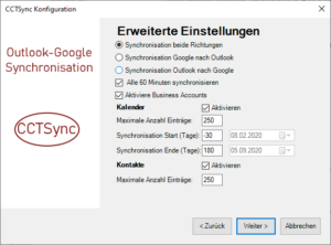 Erweiterte Einstellungen in der Vollversion