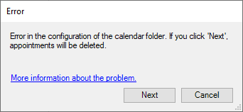 Error in configuration calenders