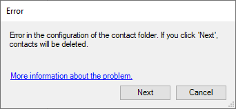 Error in configuration contact folders