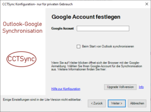 Google Account festlegen