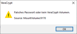Fehlermeldung in VeraCrypt beim Öffnen einer Datei