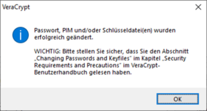 Die Umwandlung nach VeraCrypt Datei vollständig beendet.